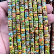 3x6mm Orange Green Natural Sediment Jasper Heishi Spacer Bead for Jewelry Making