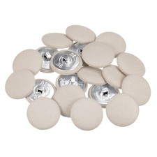 20pcs Fabric Cloth Covered Button 23mm Metal Round Sewing Buttons, Beige