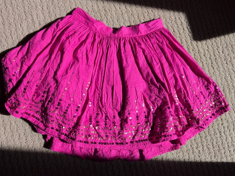 Gap Pink  Magenta Sparkle Boho Skirt Kids Large 10 Short Gathered