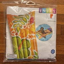 Intex 72”x27” Pool Mat Float Swimming Inflatable Fashion Flower Orange Adult New