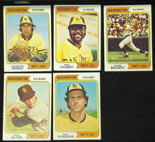 1974 TOPPS BASEBALL WASHINGTON VARIATION LOT OF 5 DIFFERENT VG - EX