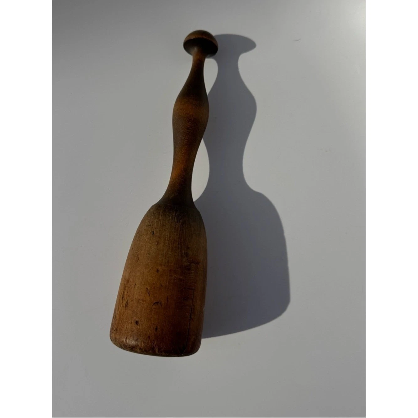 Antique Wooden Muddler Pestle - Natural Brown 1950s Sculptural Rustic Kitchen
