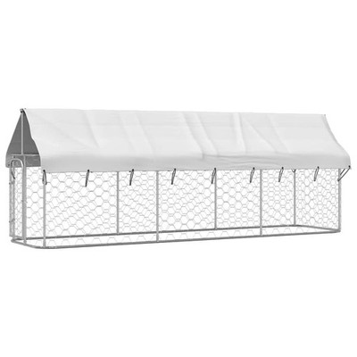 vidaXL Outdoor Dog Kennel with Roof 157dot5 In x39dot4 In x59dot1 In