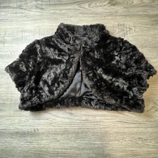 Coast Faux Fur Shrug Mens L Black Bolero Cropped Jacket Evening Formal Glam