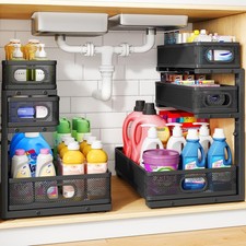 Under Sink Organizer 3 Tier Thickened Metal Pull out Cabinet Organizer Shelf
