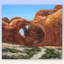 National Park Oil Painting – Double Arch – Utah Desert Landscape Wall Art