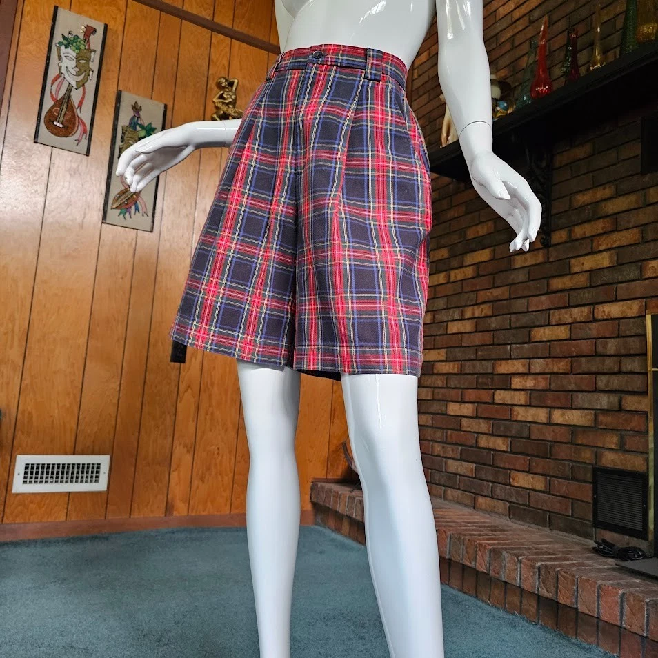 Bermudas Academia de Colección Años 80 90 Gap Cintura Alta Preppy Punk Plisadas a Cuadros S Foto 4 de 4