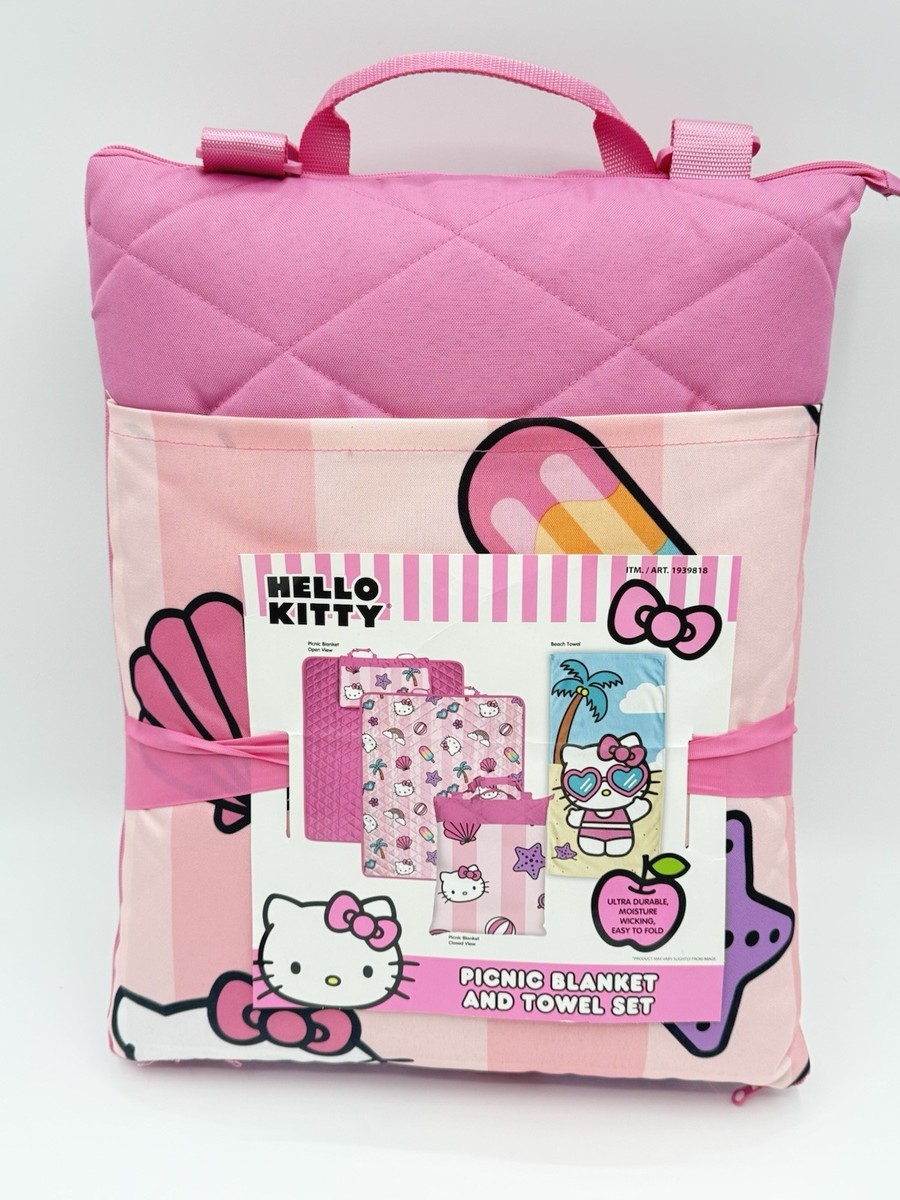 Picnic Blanket and Towel Set Pink Sanrio Beach Blanket Foldable