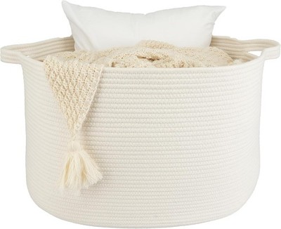 Extra Large Cotton Rope Basket Blankets Basket Living Room 22''x14'' Toy Basket