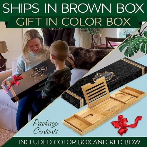 SereneLife Bath Caddy Tray - Thumbnail 4