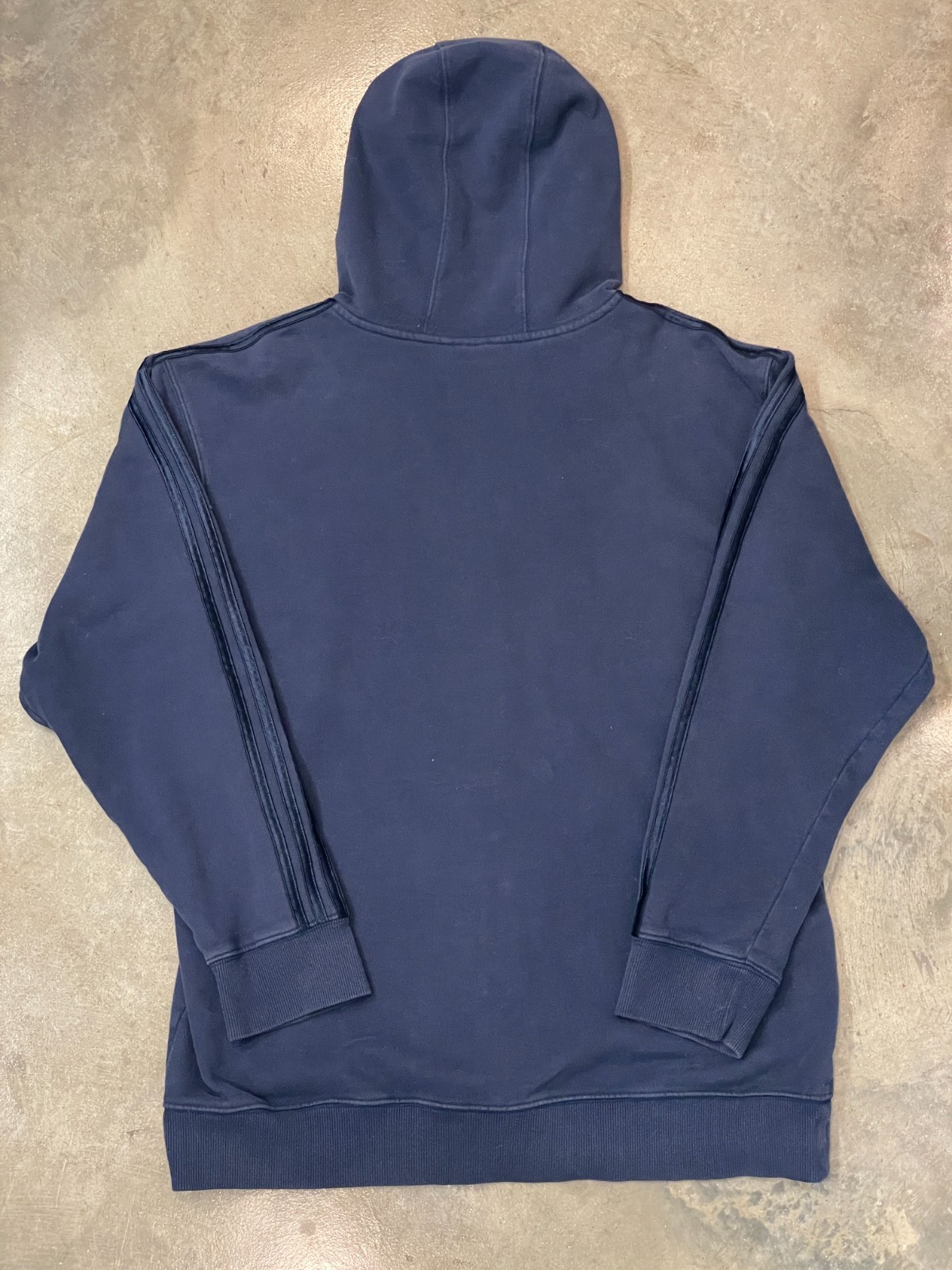 Adidas Hoodie Mens L Blue Full Zip 3 Stripe Y2K Athletic Sweatshirt Logo Cotton thumbnail 10