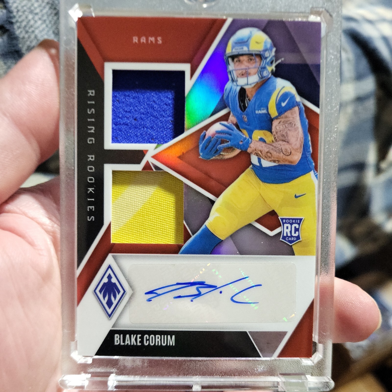 Blake Corum Panini Phoenix Rising Rookies Dual Patch Autographs #RRDPBCM Red