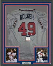 FRAMED Autographed/Signed JOHN ROCKER 33x42 Atlanta Grey Jersey PSA/DNA COA