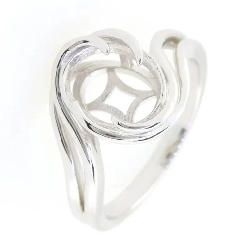 925 Sterling Silver Oval 11x9mm Semi Mount Ring Setting ByPass Swirl Design Ring