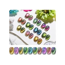 10 Colors Cat Eye Gel Nail Polish Set Purple Blue Green with Base Coat &Top Coat