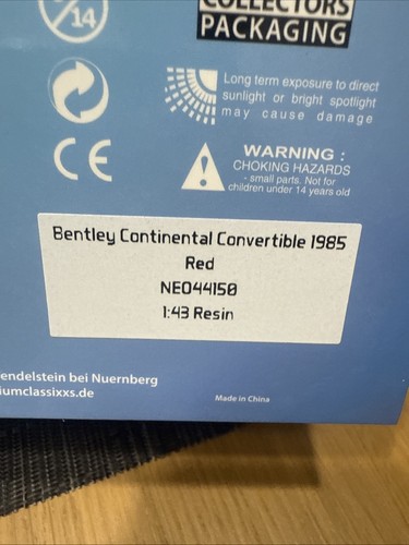 NEO 1/43 Scale Bentley Continental Convertible 1985 Red - Picture 8 of 13