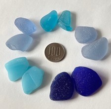 sea glass from japan Surf-Tumbled Beach Glass rare blue