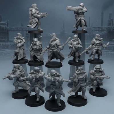 28mm Soviet Space Guards for Grimdark Future Wargaming, Set of 12