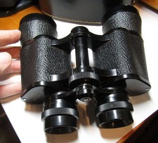 Vintage Optex 113B Binoculars 8x40, original box and leather case, lens caps