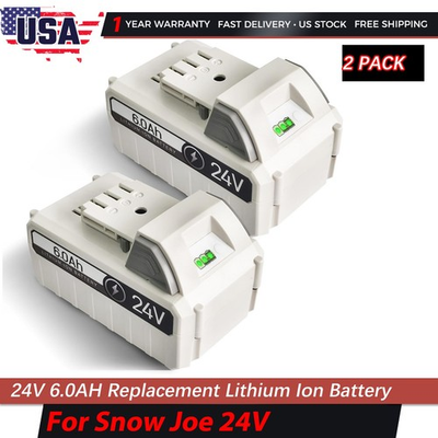#ad 2Pack 6.0Ah 24V Battery for Snow Joe Sun Joe iON 24V 24VBAT LTX 24VBAT LTW $85.99