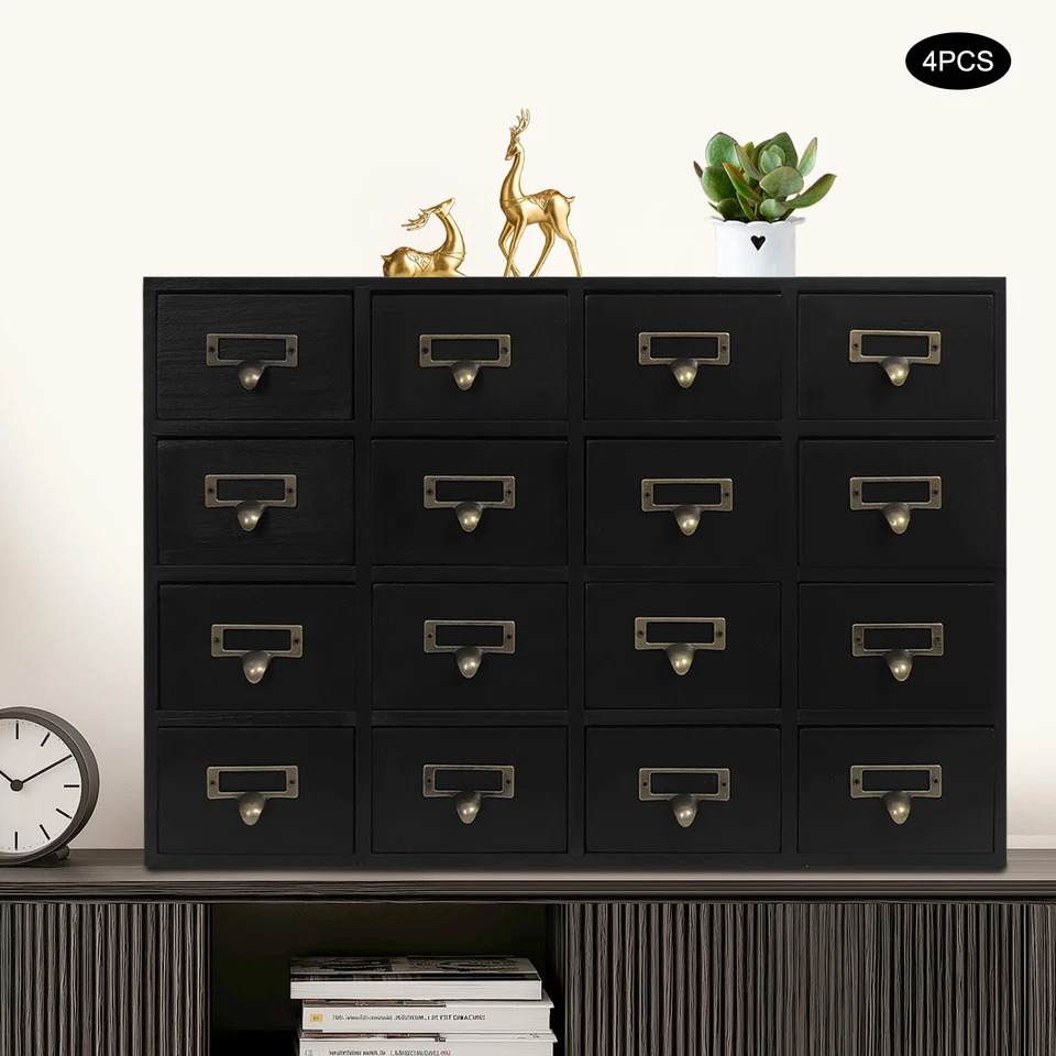 Enorme caja de almacenamiento de madera de 64 cajones gabinete de curiosidades boticario tradicional en colección Foto 4 de 4