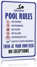 Pool Rules Sign Warning Swim At Your Own Risk Vintage Tin Metal Signs for Swimmi
