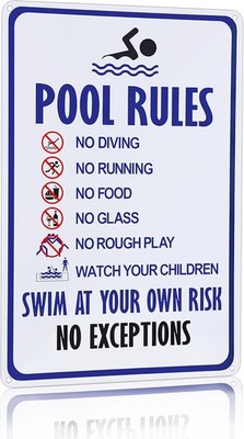 Pool Rules Sign Warning Swim At Your Own Risk Vintage Tin Metal Signs for Swimmi