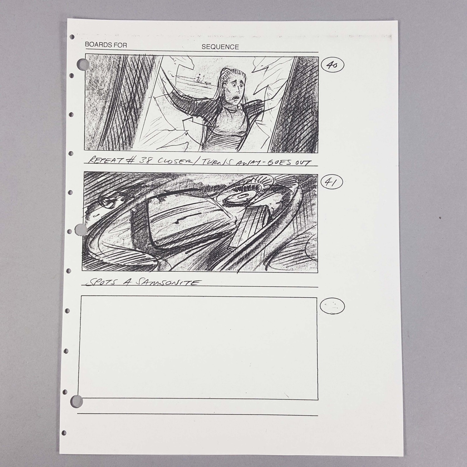 Daylight Movie Production Storyboard Survivor Spots Samsonite, Panel 41, COA