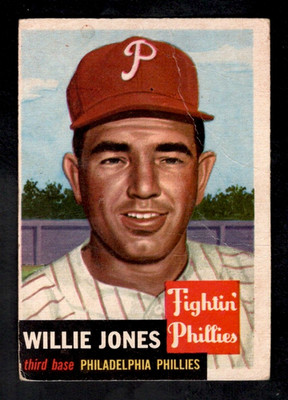 1953 Topps Baseball Card #88 Willie Jones Philadelphia Phillies PR-FR
