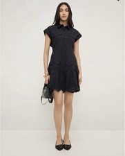 Zara Compare MINI DRESS M black EUC Black Mini Dress Eyelet Detail