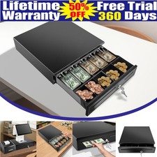 Lockable Money Cash Drawer Removable Tray Register Till Insert Coin Cashier Box
