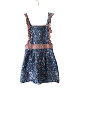 Vintage-Inspired Girls Apron Dress Ruffle Straps Floral Adjustable Mini Chef