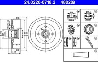 2X Bremstrommel ATE 24.0220-0718.2 FüR VW Audi Polo Passat Golf 81 80 1H1 B2 9U7