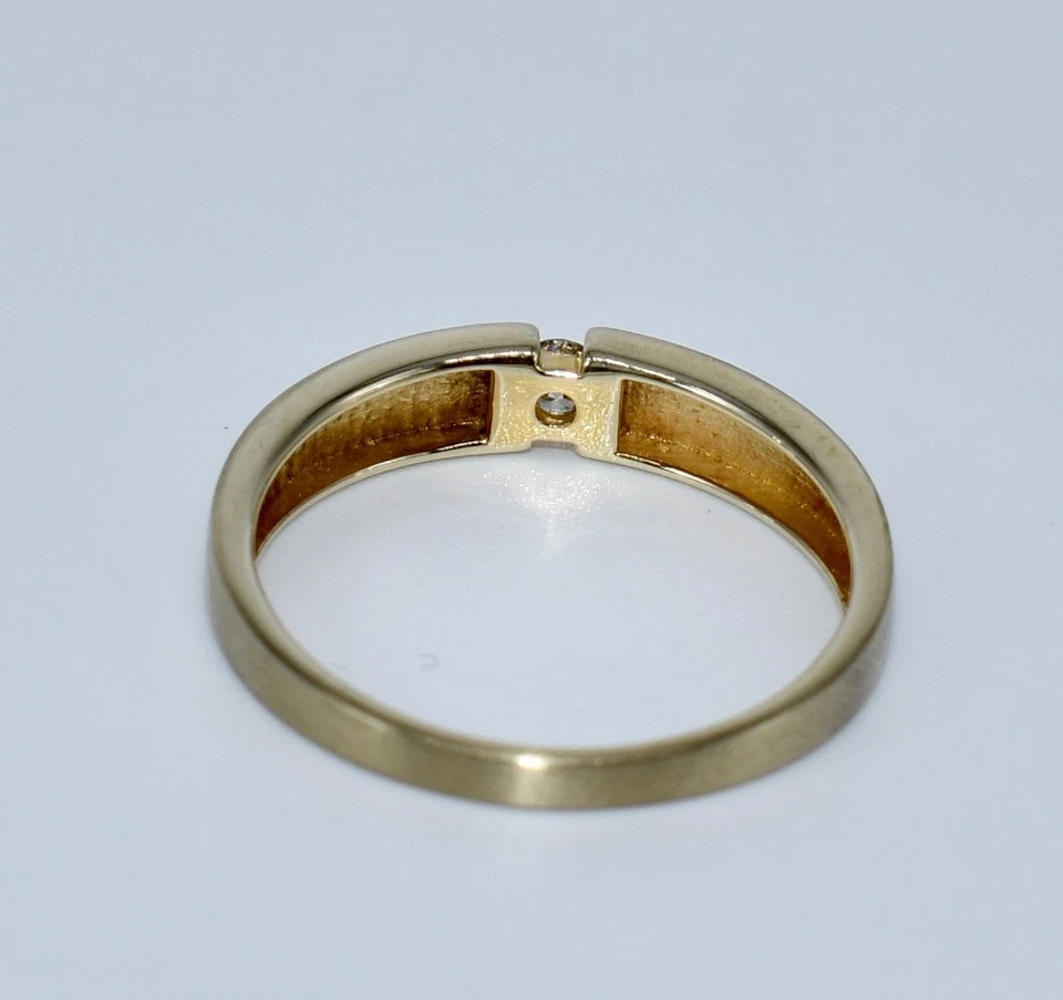 Solitär Brillant Ring 0,08ct, 375/9kt, Gelbgold, 2,55 g, Größe 60! - Bild 3 von 4