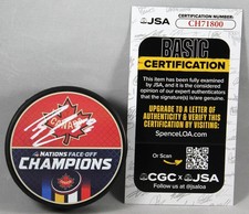BRANDON HAGEL SIGNED CANADA 4 NATIONS FACE-OFF CHAMPIONS Puck AUTOGRAPH JSA COA