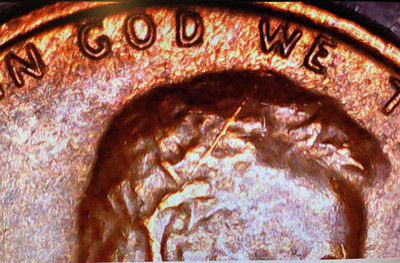 1972 Lincoln Cent - Obverse partial Collar Error and Long Die Break - See Photos