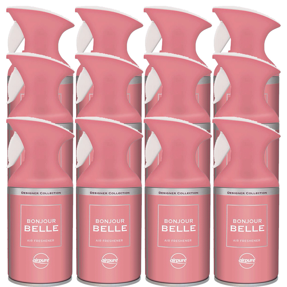 12x AIRPURE BONJOUR BELLE DESIGNER FRAGRANCE TRIGGER AIR FRESHENER 250ml
