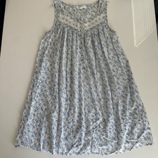 Eileen West Sleeveless Cotton Lawn Blue Floral Short Nightgown Sz. S Small