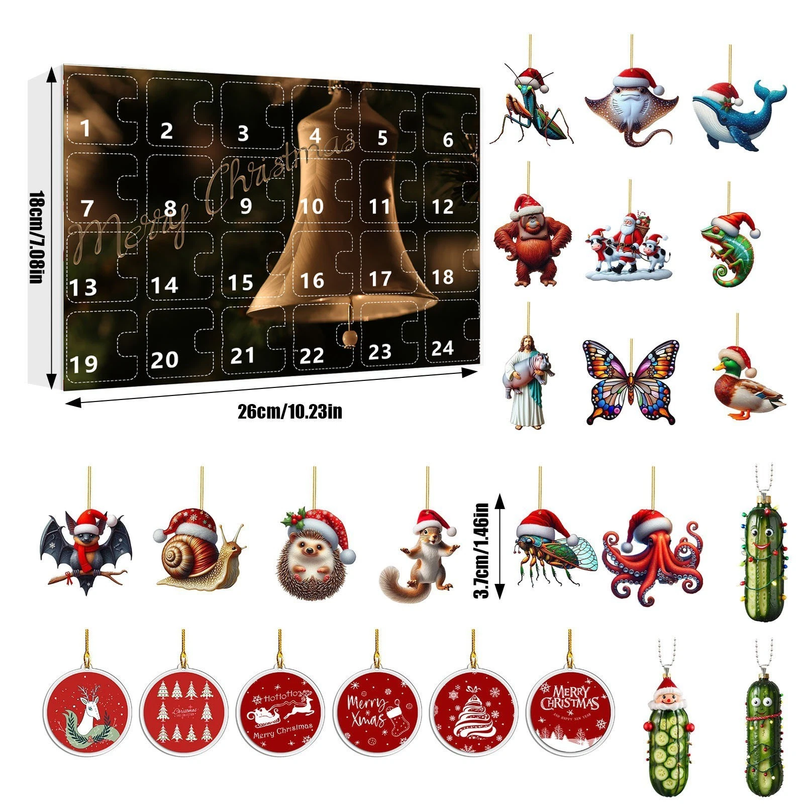 Countdown Surprise Advent Calendar With Novelty Hanging Analog Timer with Alarm