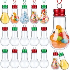 100 Pcs Christmas Booze Balls with Ribbons Clear Plastic Fillable Christmas B...