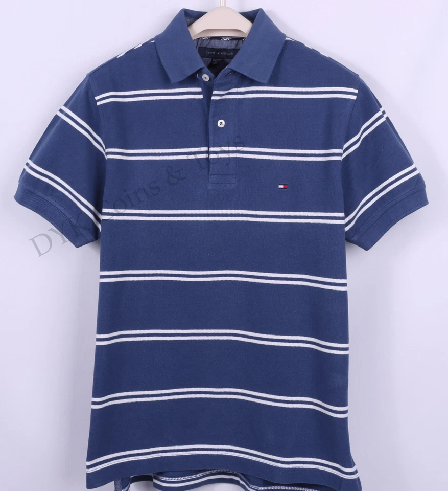 Men Stripe Pique Mesh Polo Shirt Short Sleeve