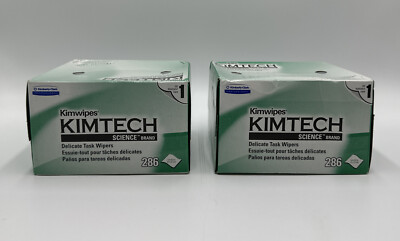 Lot of 2 KIMTECH Kimwipes  1-Ply Delicate Task Wipes, 4.4'' x 8.2'' (Pack of 286)