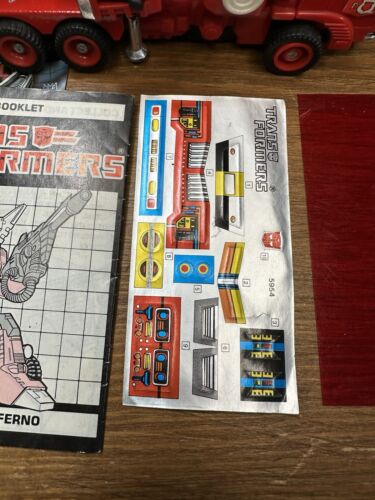 Vintage 1985 INFERNO AutoBot W/Box Hasbro G1 Transformers Unused Decal Sheet - Picture 3 of 17