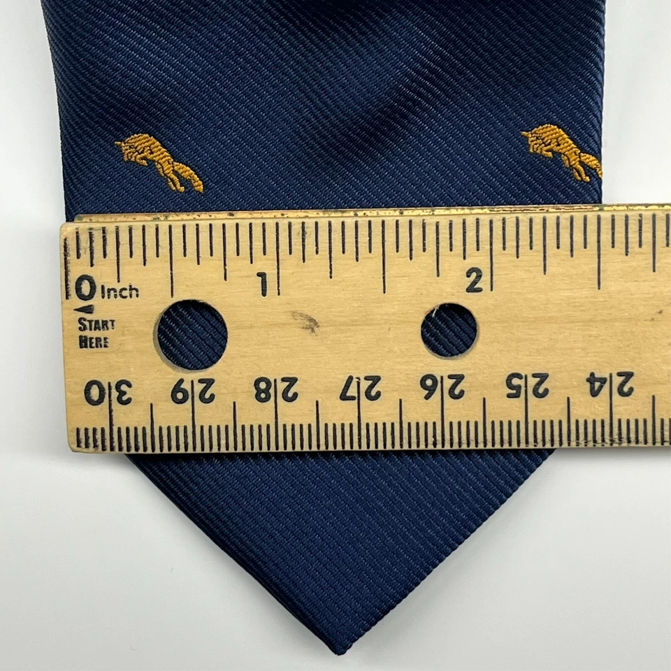Corbata Auscufflinks Microfibra Hecha a Mano Para Hombre Azul Geométrico Saltando Zorros Foto 3 de 4