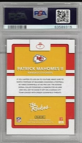 PATRICK MAHOMES II 2017 PANINI DONRUSS THE ELITE SERIES - ROOKIES #7 PSA 9 - Picture 2 of 2