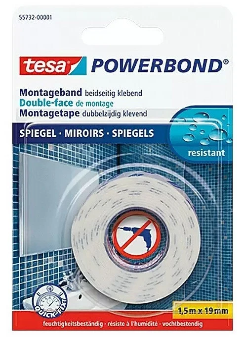 Tesa ® Powerbond ® Montageband Spiegel wasserfest 1,5mx19mm 55732