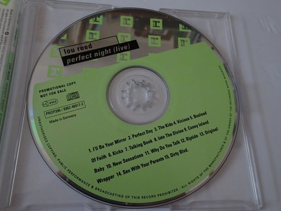 Lou Reed:  Perfect Night (Live)   EX GERMAN PROMO    CD - Image 2 of 3