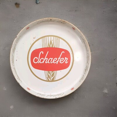 Vintage Schaefer 12'' Round Metal Beer Serving Tray