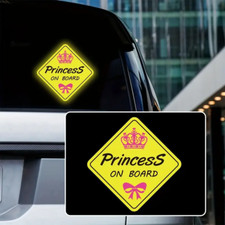 Princess On Board Vibrant Yellow Car Safety Sign for Little Royalty - Car Decal