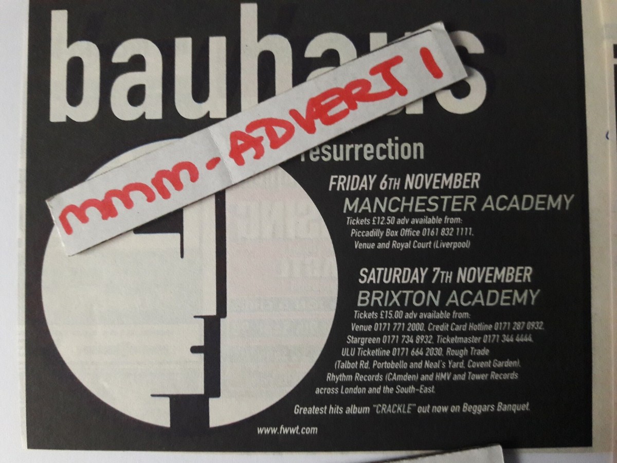 BAUHAUS - LIVE TOUR 1998 2006 1983 1981 - original advert / magnet